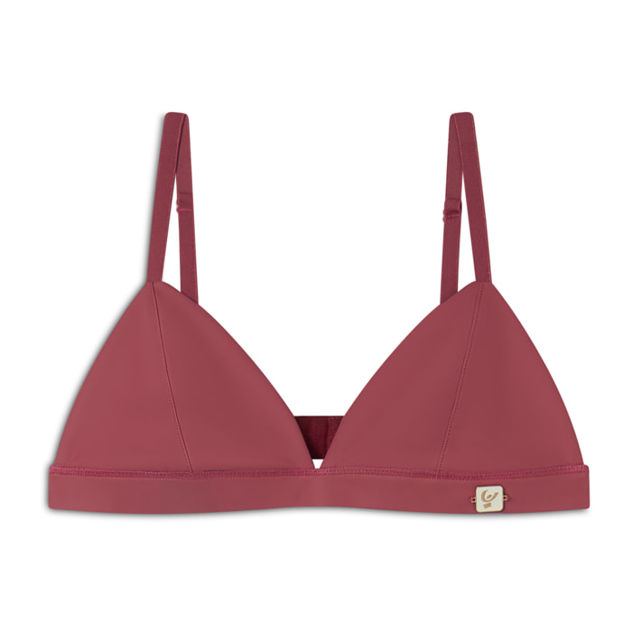 Top a triangolo in similpelle laminata