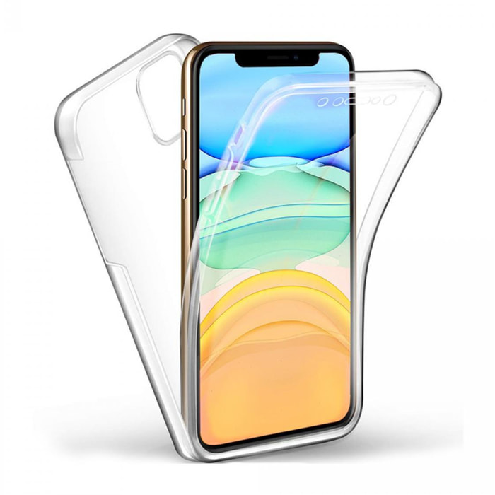 Coque compatible avec iPhone 11 Pro Max 360° intégrale protection avant arrière silicone transparente