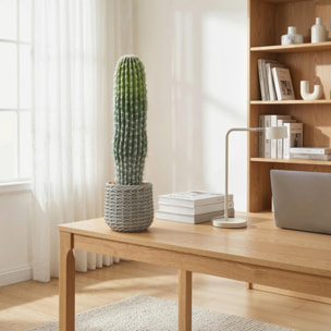 Cactus Artificial 66 cm, Planta Artificial Decorativa con Maceta, para Decoración del Interior, Hogar, Oficina, Salón, Verde