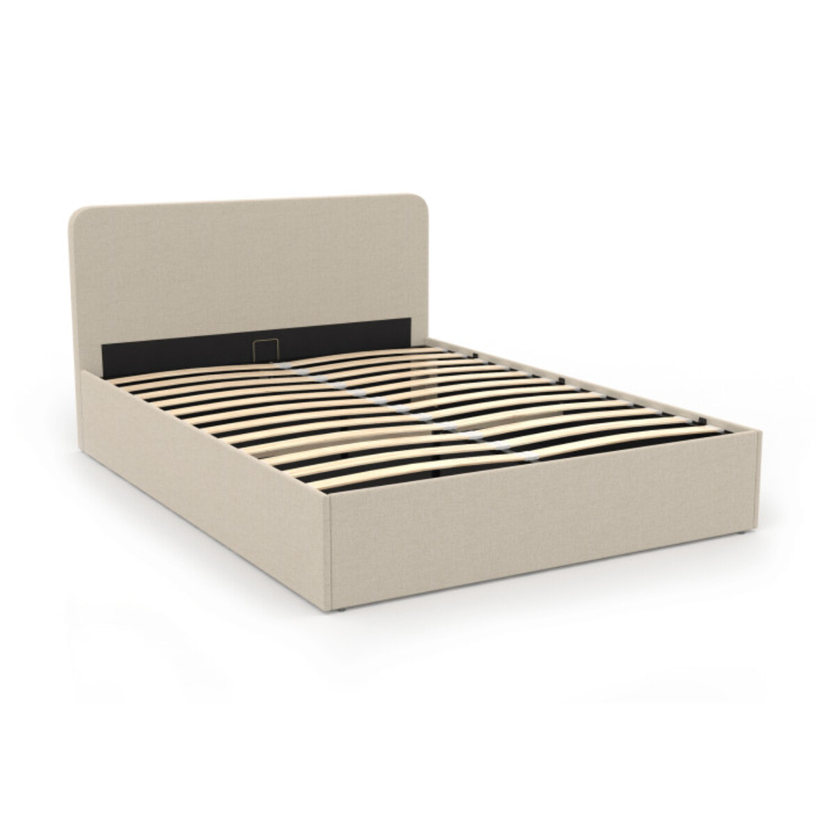 Lit avec tete de lit arrondie Louise - Beige