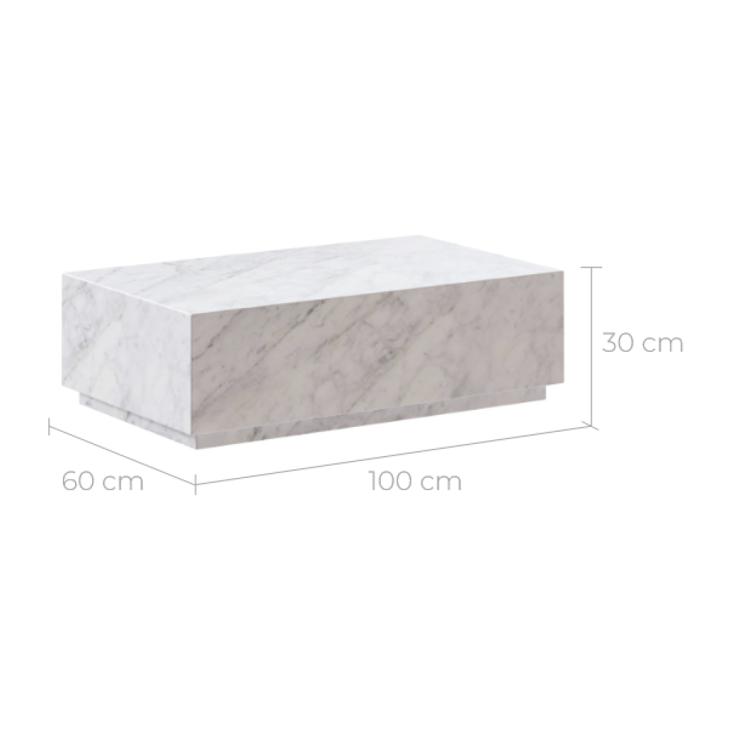 Table basse rectangulaire en marbre blanc - Izaé