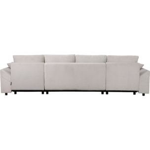 Canapé d'angle panoramique en velours côtelé "Vaugirard II" - 5 places - Beige