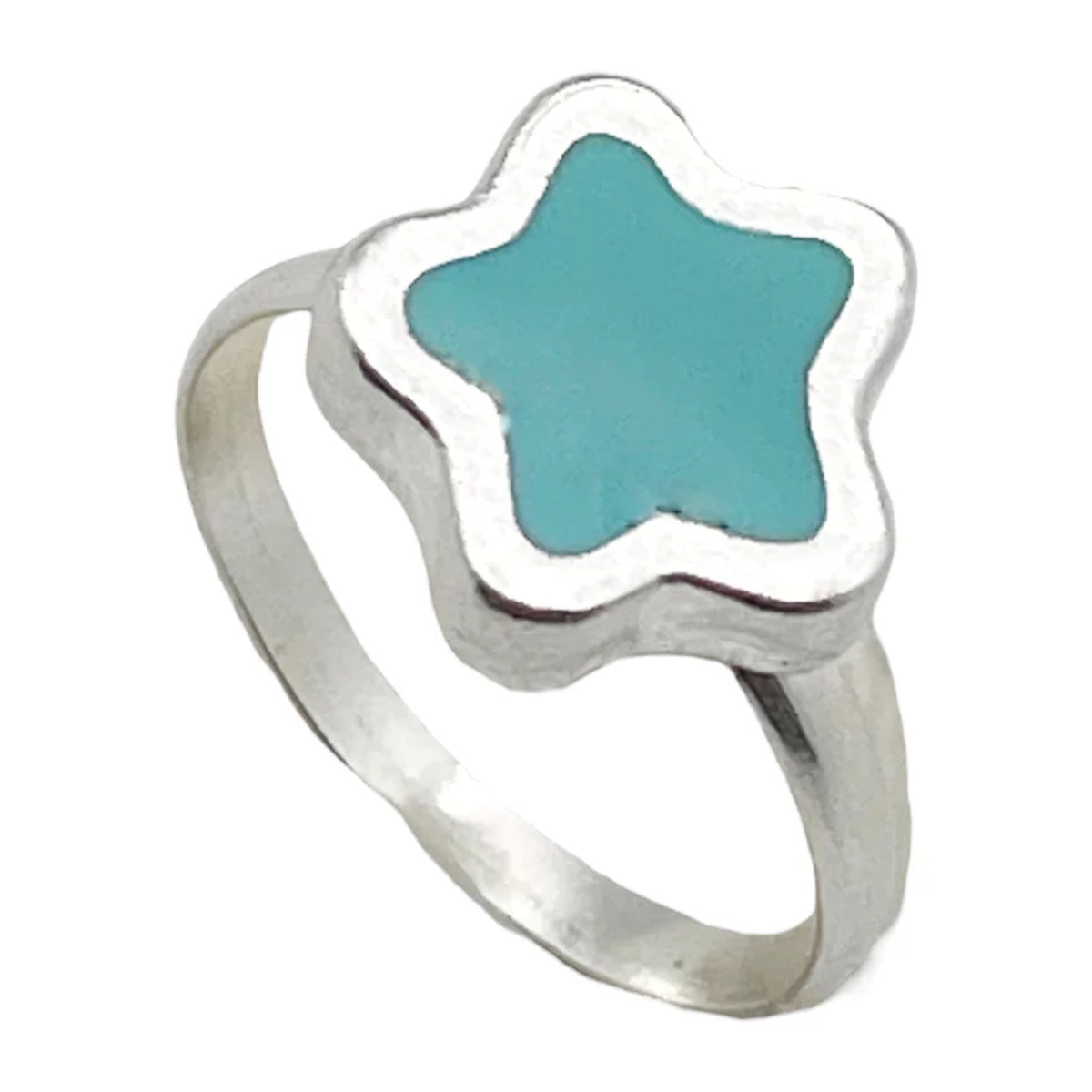 Conjunto Colors Flor Pulsera y anillo plata 10µ Azul celeste