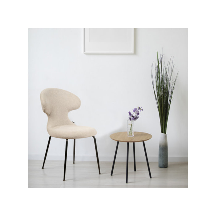 Chaise en tissu doux avec piètement en métal noir - SILVIO
