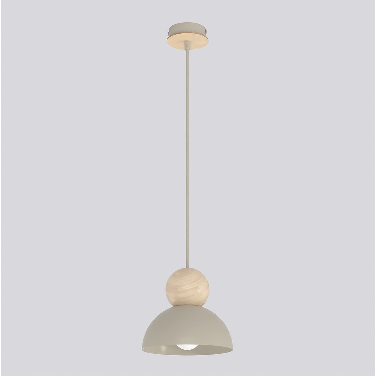 Lampada a sospensione Kaki in acciaio e legno mokka beige
