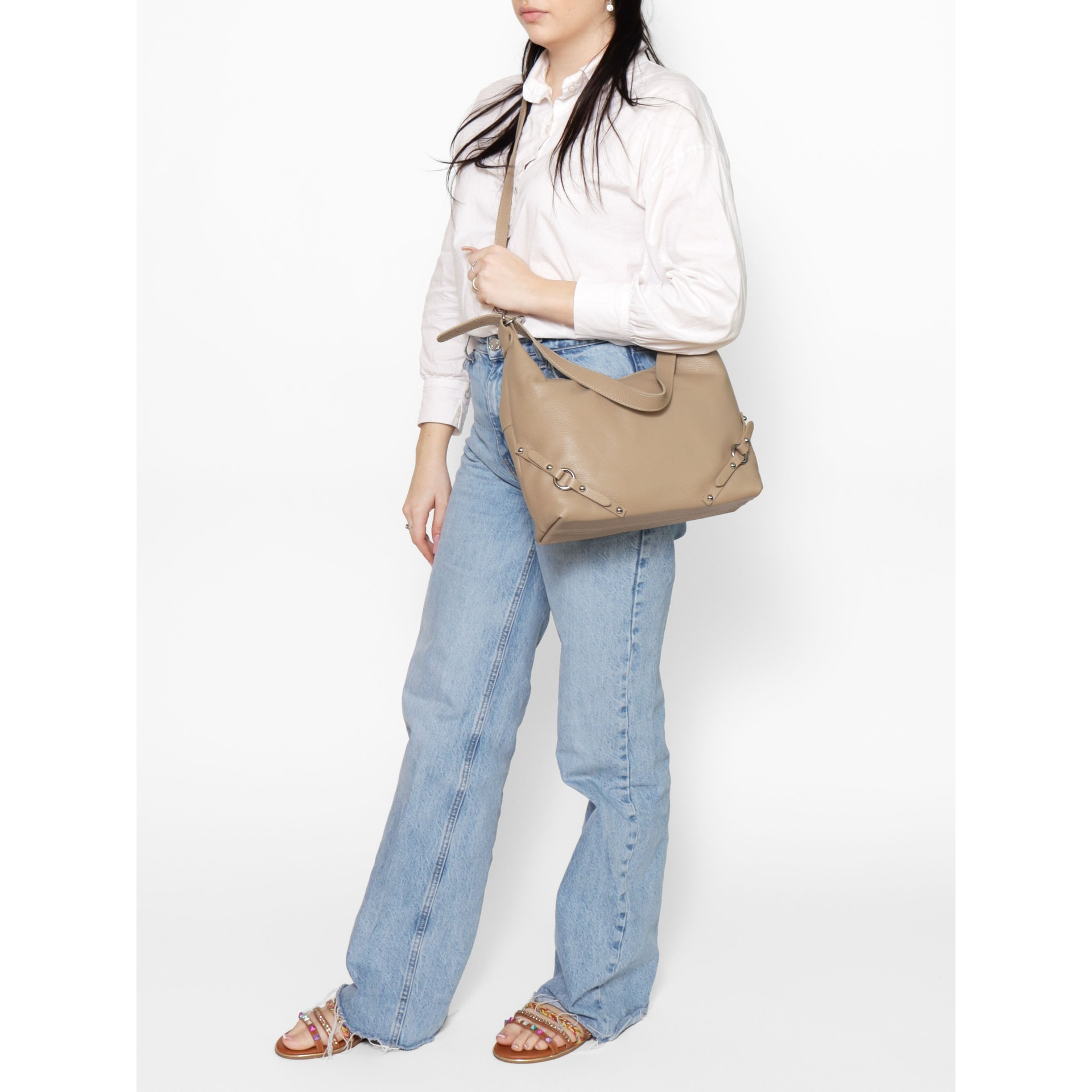 Borsa a spalla da donna - Modello Fiorenza Lux - Vera pelle - 30.0 x 30.0 x 9.0 cm