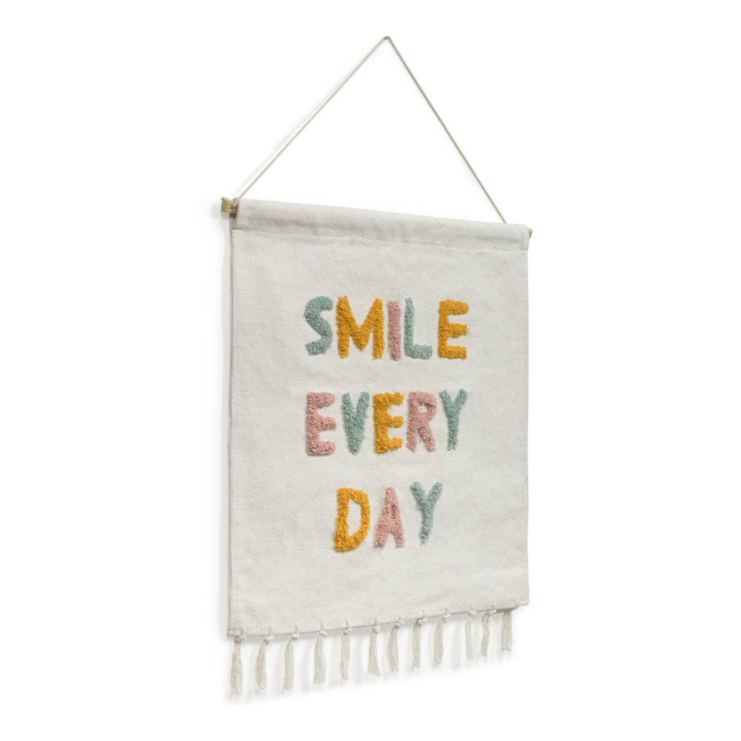 Tapiz mural Adelina smile every day blanco y mulicolor 52 x 60 cm