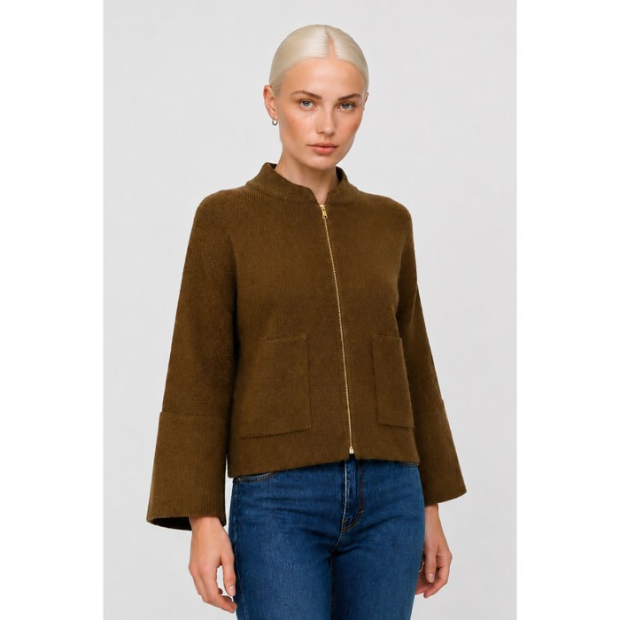Kocca - Cappotto in maglia da donna in lana e alpaca con zip Donna