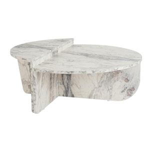 Table basse moderne effet marbre blanc - 2 hauteurs MARFA