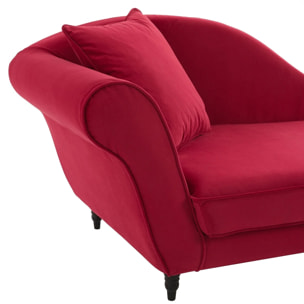 Méridienne droite ALBA 195 cm velours Rouge - 100% déhoussable - Fab. France