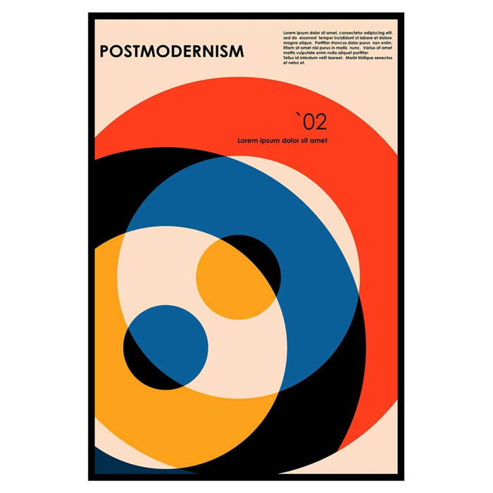 Affiche postmodernisme géométrique colorée style contemporain Affiche + cadre en métal - Noir