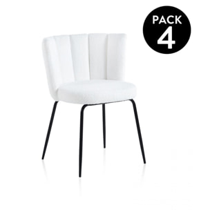 Pack 4 sillas de comedor Bodhi Crochet Nieve