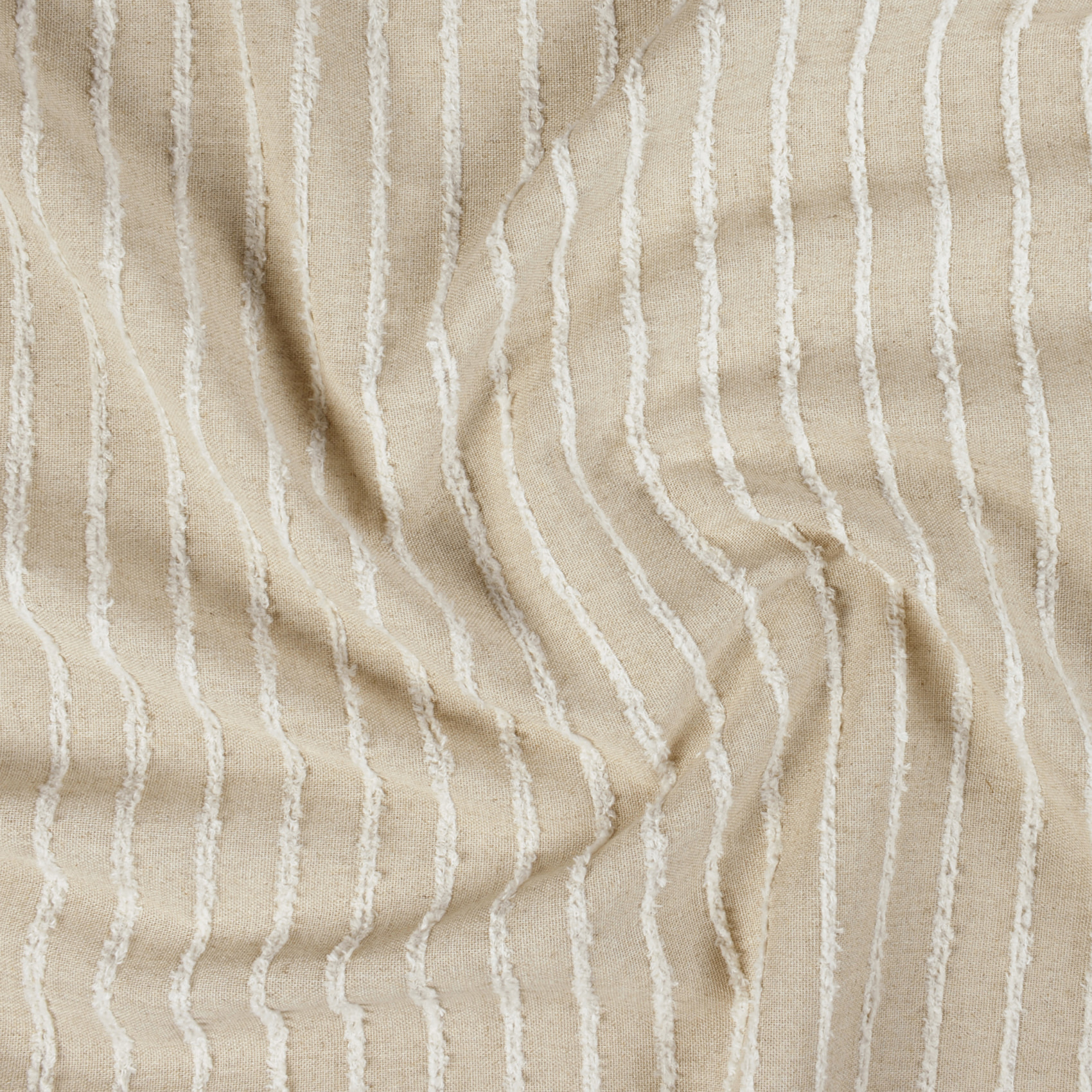 Tissu en coton et lin à fines rayures texturées - Lin