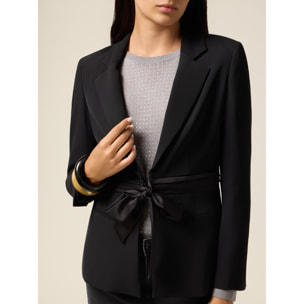 Oltre - Blazer con cintura in raso - Nero
