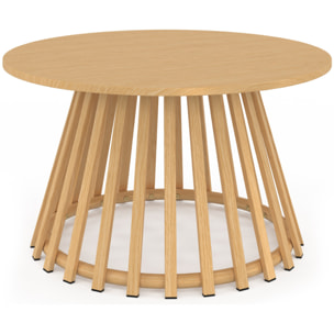 Table basse de jardin ronde Hortensia métal effet bois Ø70cm
