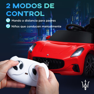 Coche Eléctrico para Niños de +3 Años Maserati Gran Turismo Folgore Coche Eléctrico con Batería 12V Mando a Distancia Faros Bocina y Música MP3 Rojo