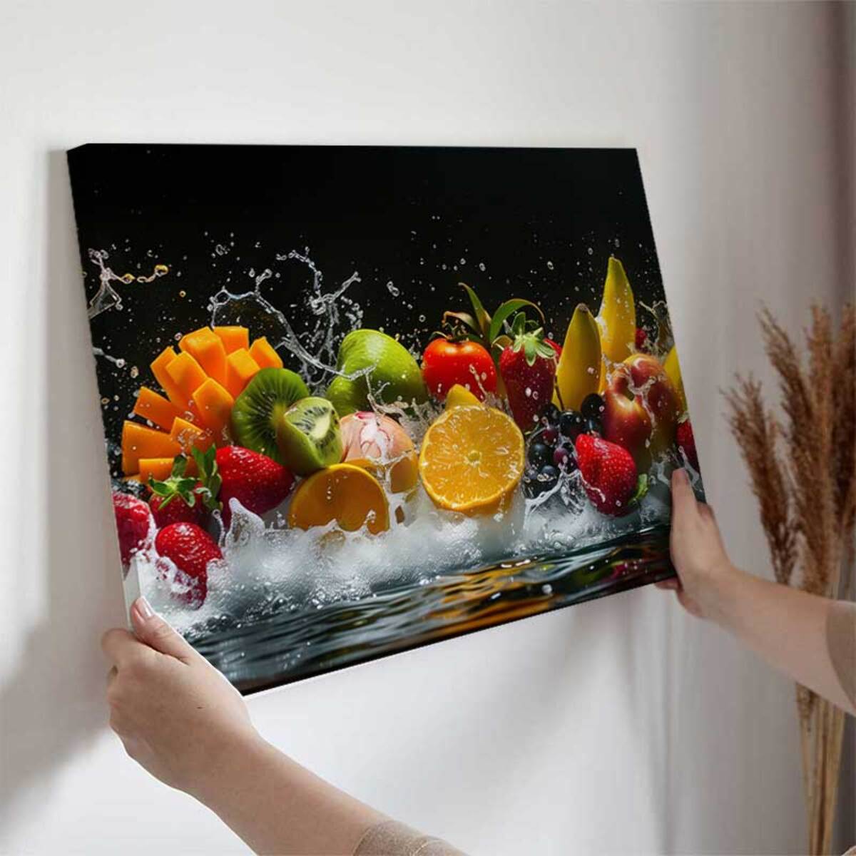 Tableau éclat fruité sur fond noir Toile imprimée