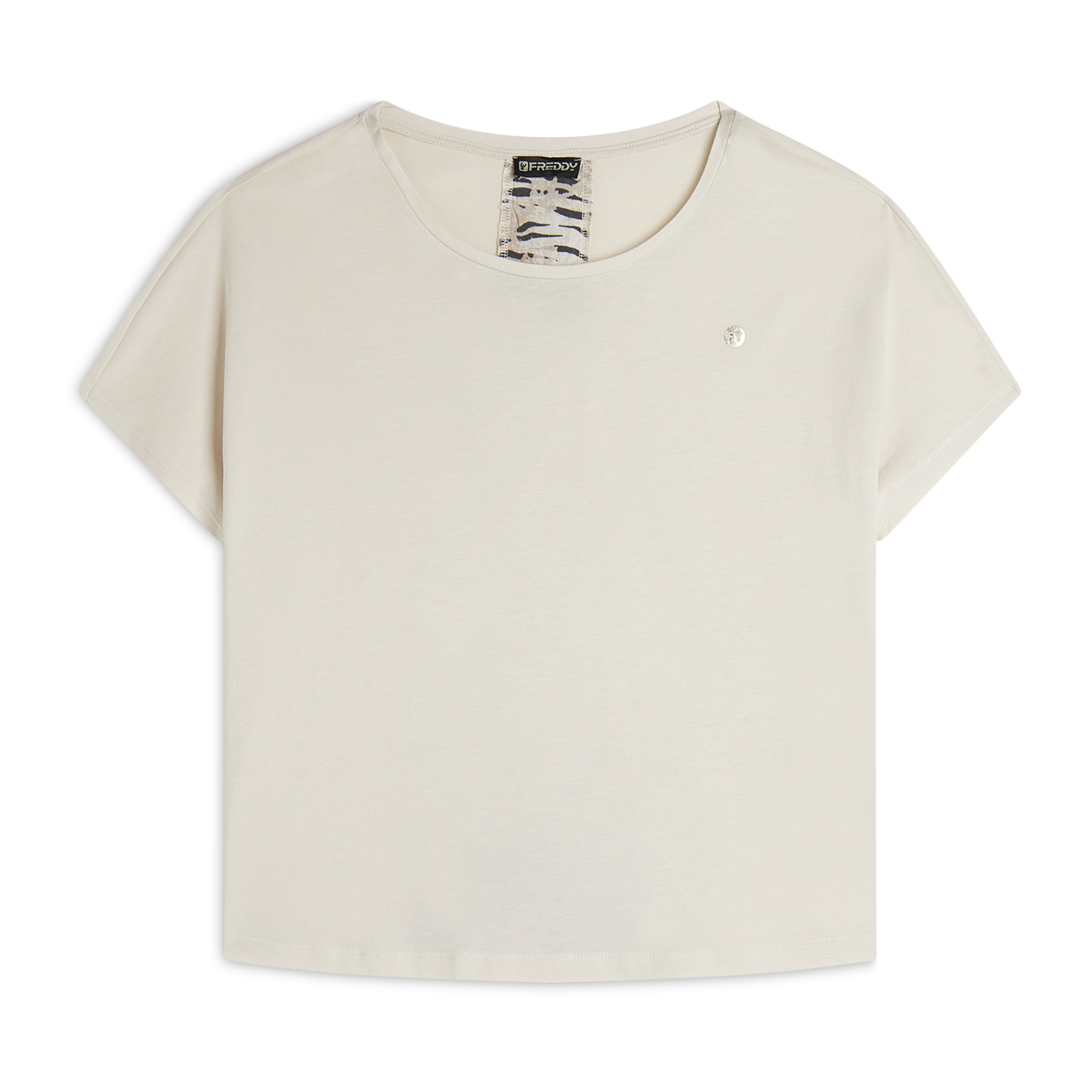 T-shirt maniche a kimono con stampa fantasia sul retro