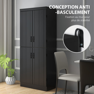 Armoire de cuisine buffet de salle à manger avec 4 portes 6 étagères de rangement style moderne 76 x 40 x 177 cm noir
