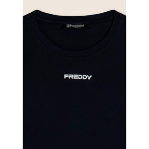 T-shirt comfort fit in jersey elasticizzato con logo