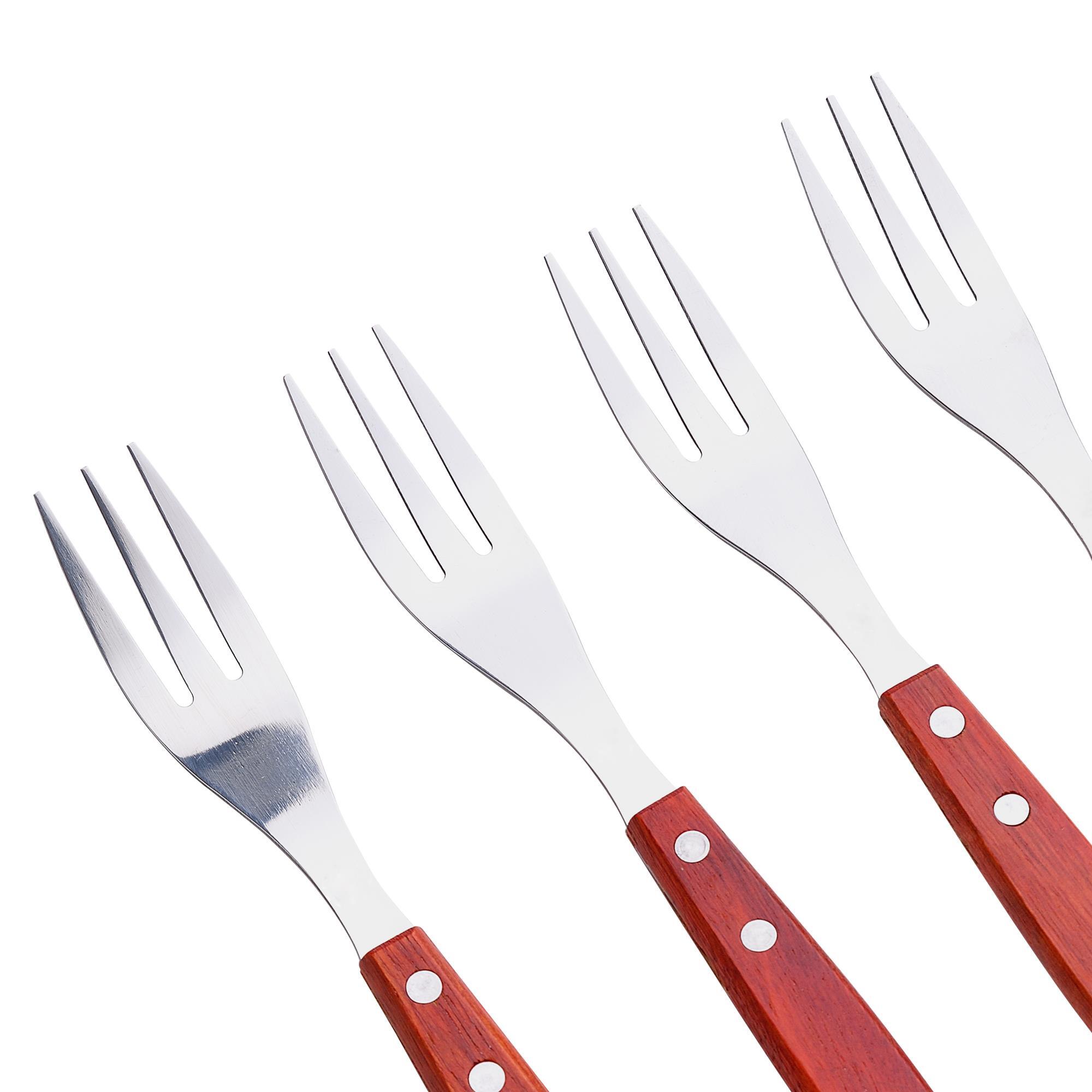 Juego de 4 tenedores bbq para carne en acero inoxidable bergner
