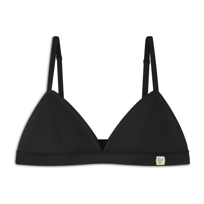 Top a triangolo in similpelle laminata