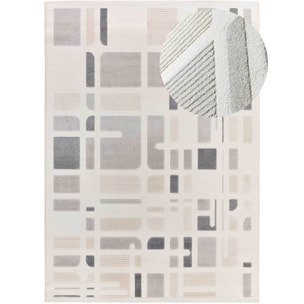 FLORA Alfombra geométrica con relieve en tonos beige y gris, varias medidas disponibles