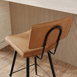 Lot de 2 chaises pour îlot central 66 cm en cuir synthétique camel - Texas