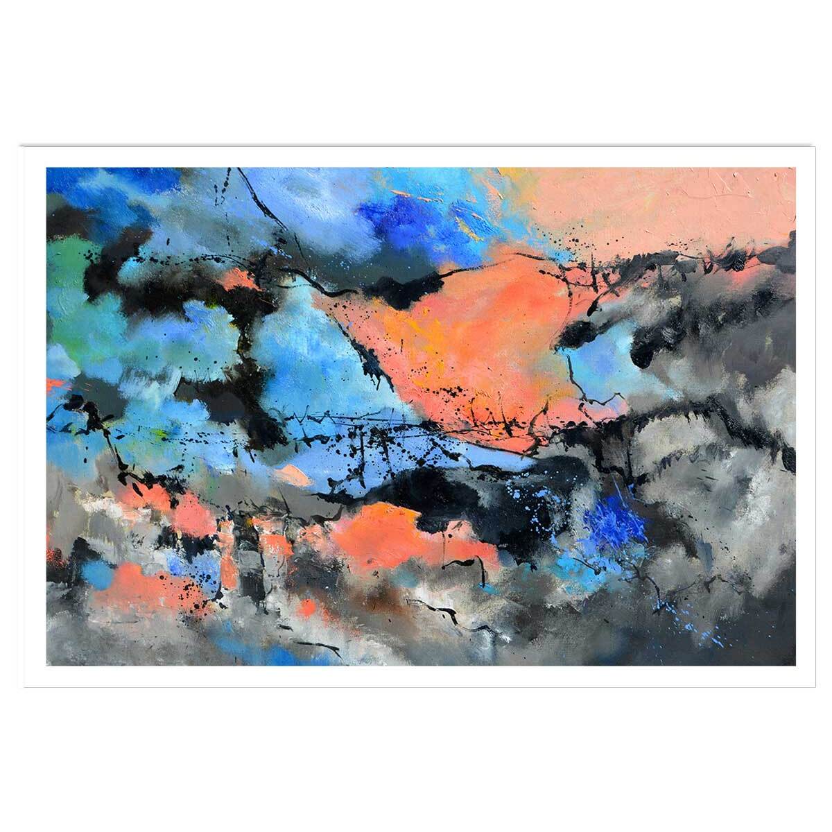 Affiche abstraite ocre et bleu provence Affiche seule