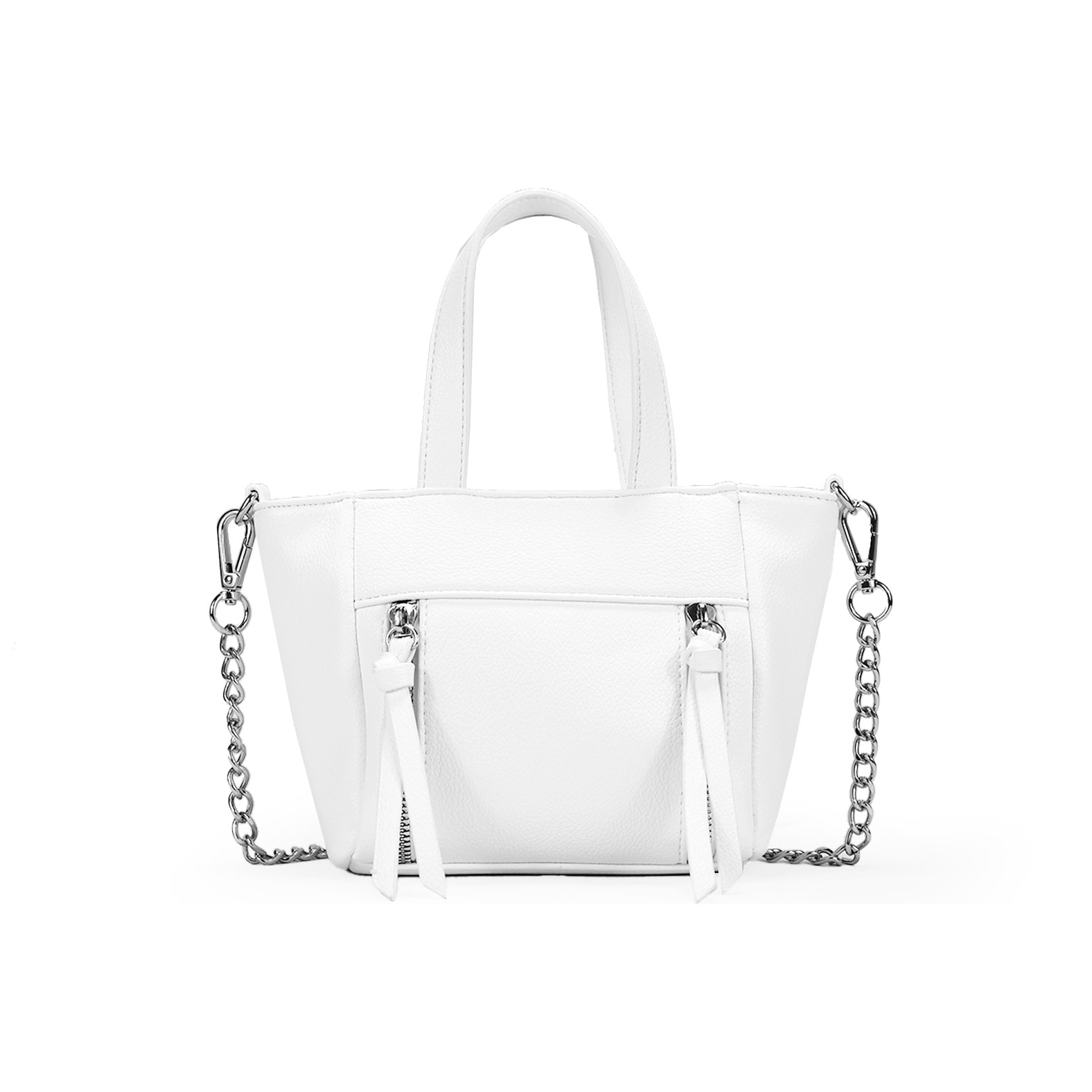 Bolso pequeño blanco con cremalleras