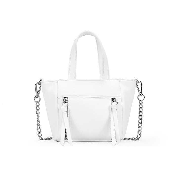 Bolso pequeño blanco con cremalleras