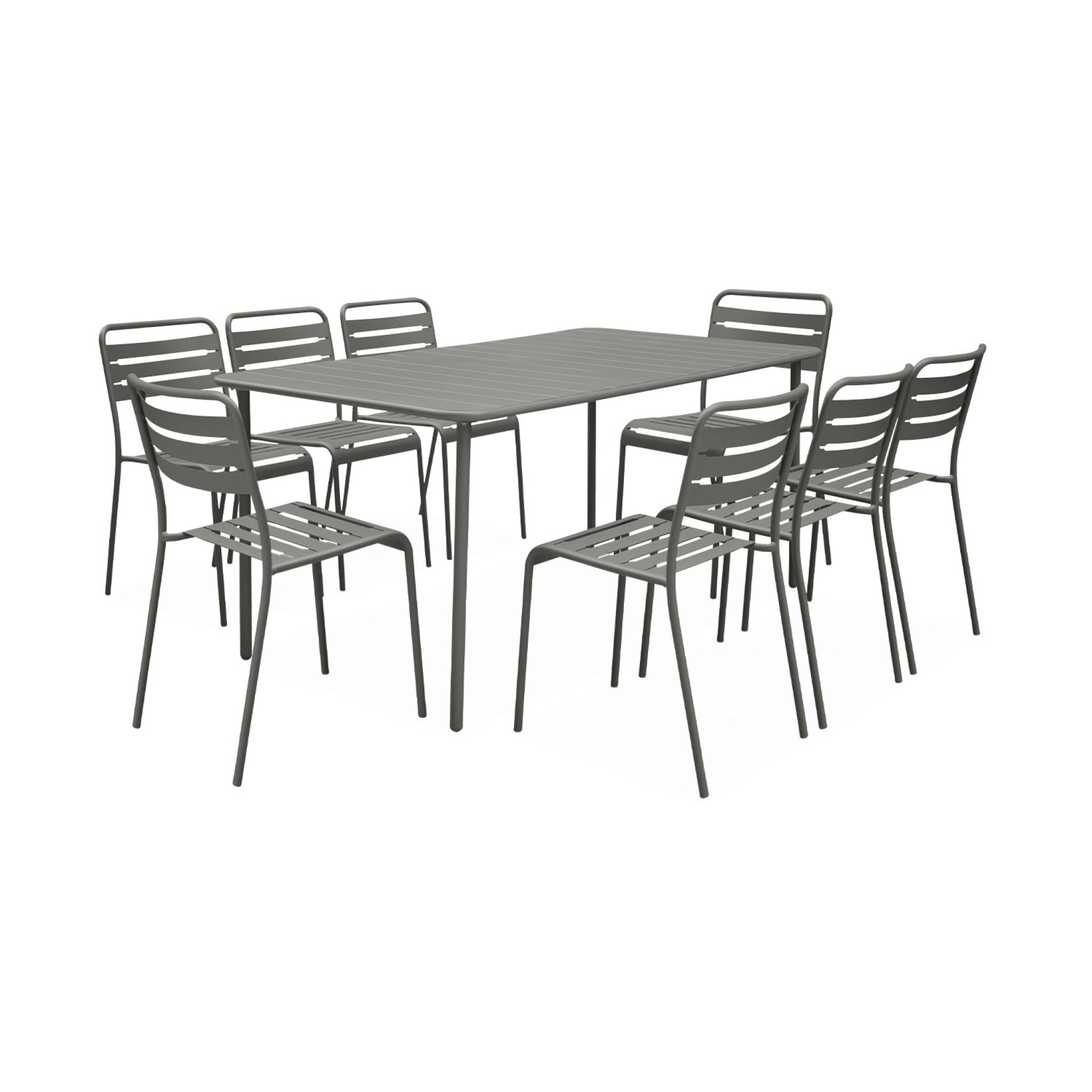Table de jardin métal + 8 assises AMELIA