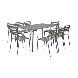 Table de jardin métal + 8 assises AMELIA