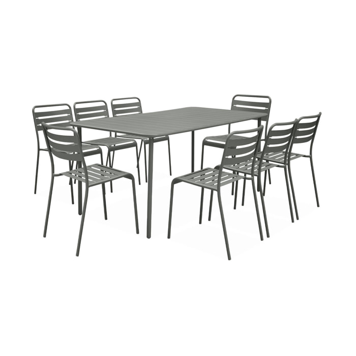 Table de jardin métal + 8 assises AMELIA