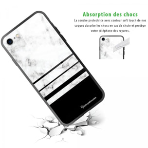 Coque iPhone 7/8/ iPhone SE 2020/ 2022 Coque Soft Touch Glossy Trio marbre Blanc Design La Coque Francaise