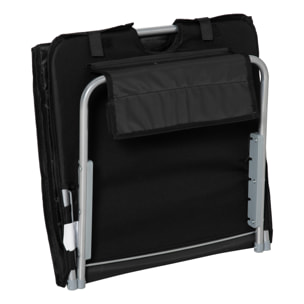 Conjunto de 2 Esterillas de Playa Plegable Esterillas con Respaldo Reclinable en 5 Niveles Reposacabezas y Bolsa de Transporte 134x48x33-43 cm Negro