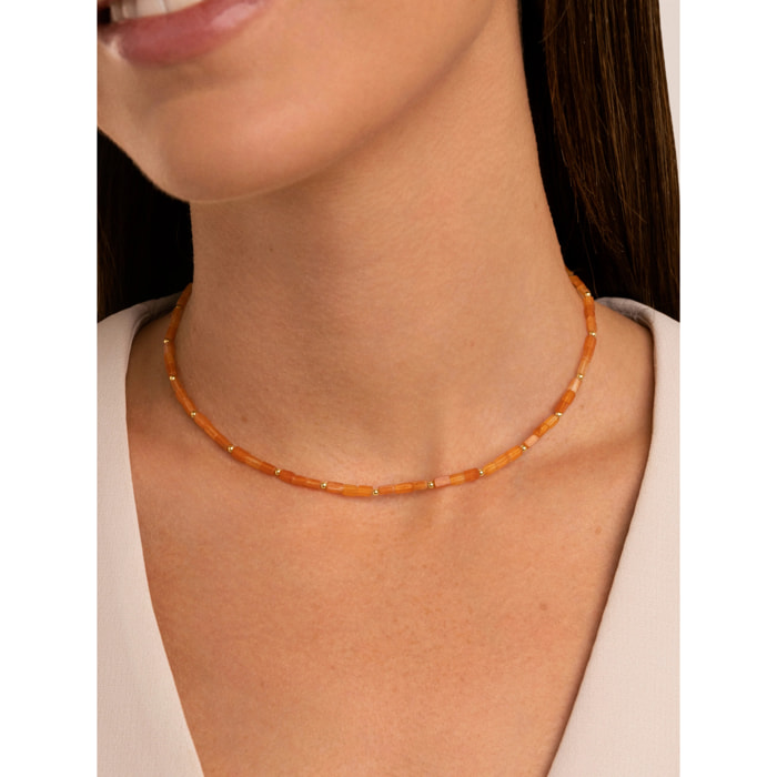 Collar Cala Dots Orange Baño Oro