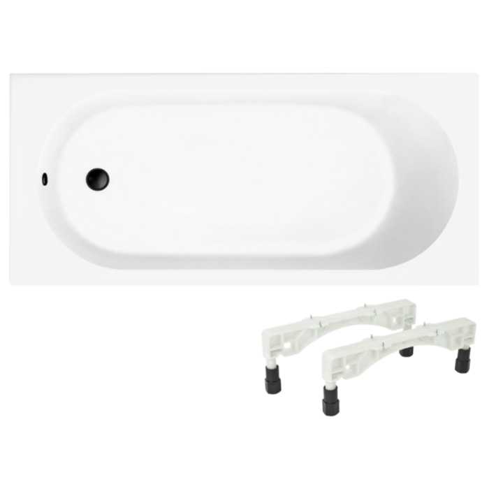 Baignoire droite 170 x 70 VILLEROY & BOCH O.Novo + Pieds + Vidage WIRQUIN noir