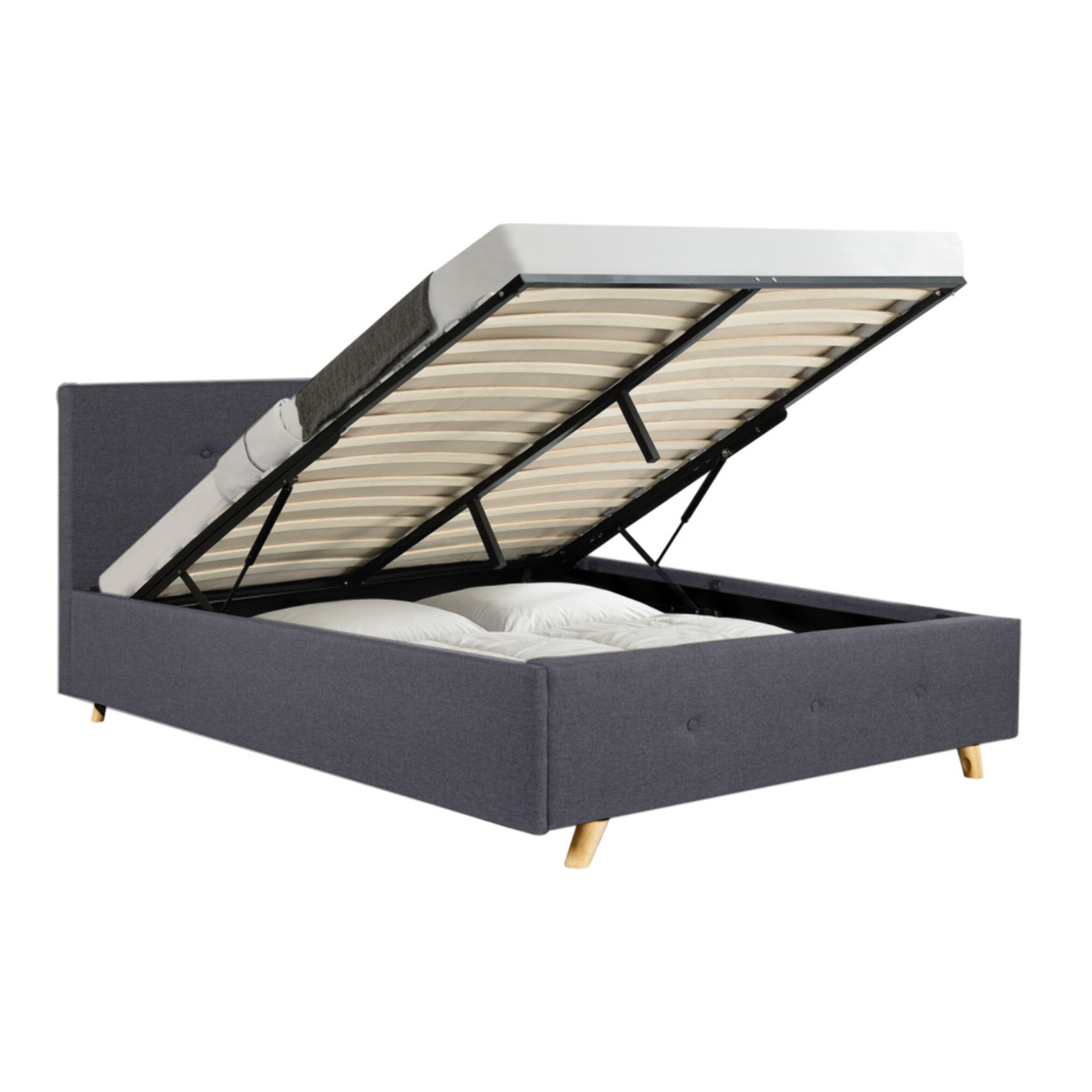 Lit coffre Mala 140x190cm tissu gris