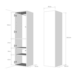 Cama abatible 160 vertical Kentaro con columna Nogal