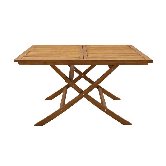 Table de jardin pliante carrée en bois massif L140 cm SANTIAGO