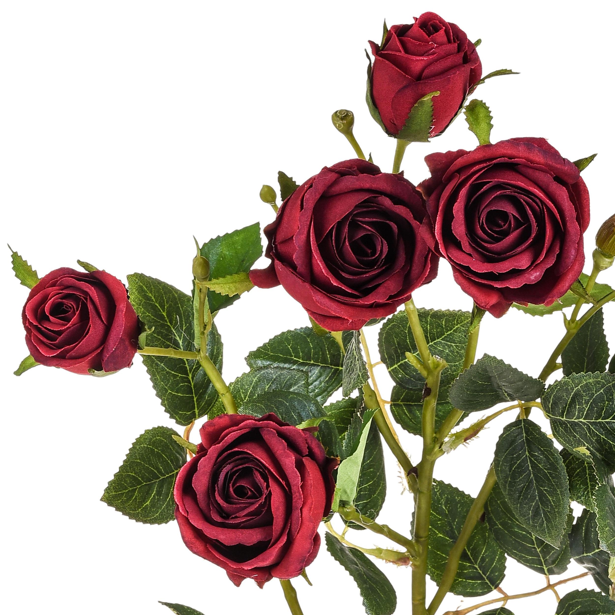 Ramo Con Rosa. Altezza 74 Cm - Pezzi 3 - 6X74X5cm - Colore: Rosso - Bianchi Dino - Fiori Artificiali