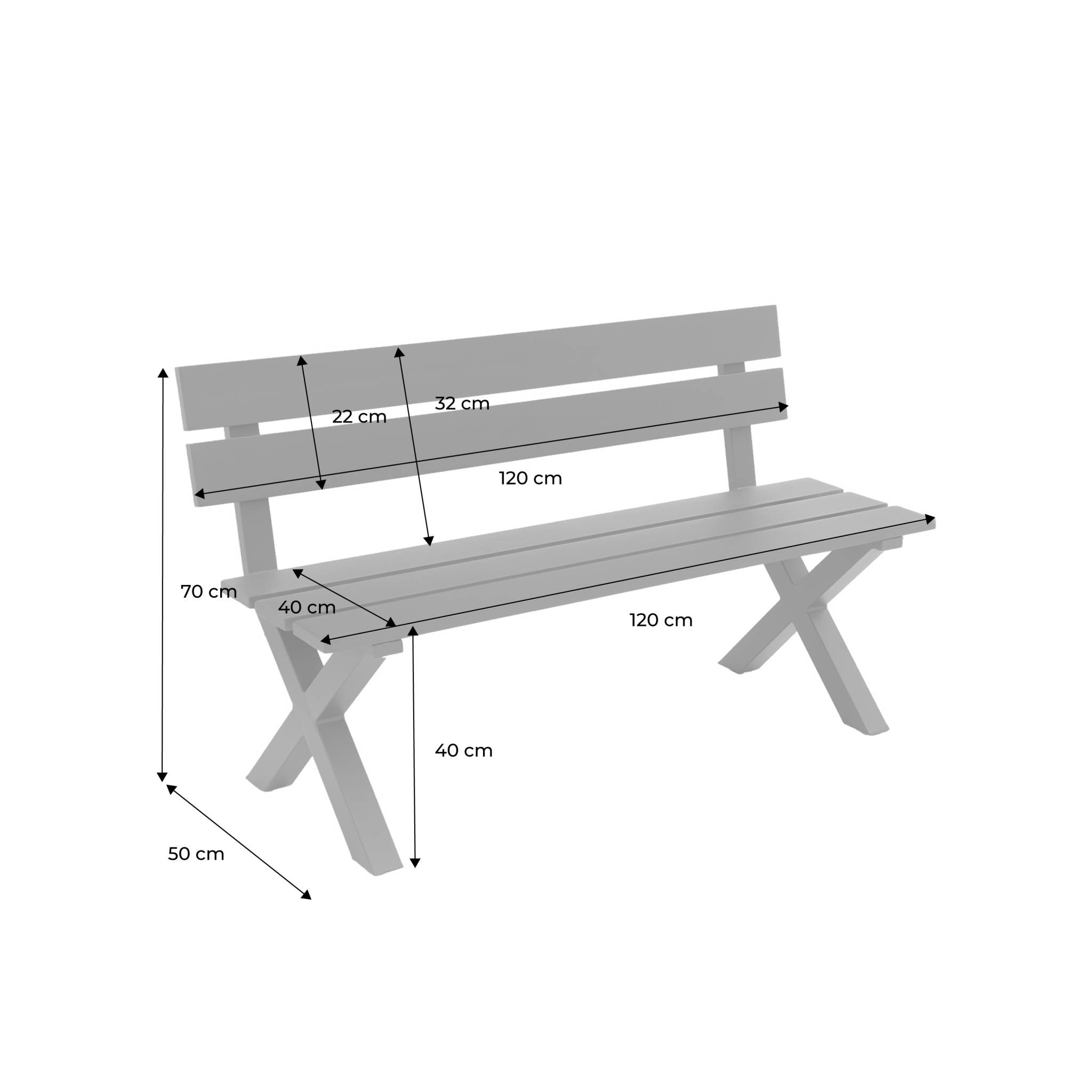 Banc de jardin aluminium 2 places TERRALU