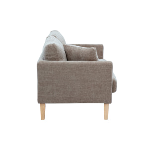 Canapé scandinave déhoussable 2 places en tissu effet velours texturé taupe et bois clair OSLO