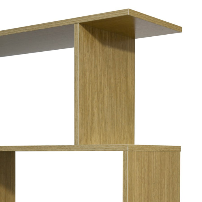 Libreria zig zag a 6 vani in rovere naturale 80x192 cm