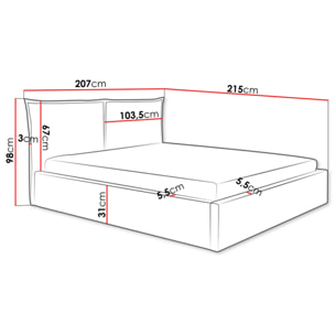 John - lit coffre - 180x200 cm - en velours - sommier inclus - Terracotta