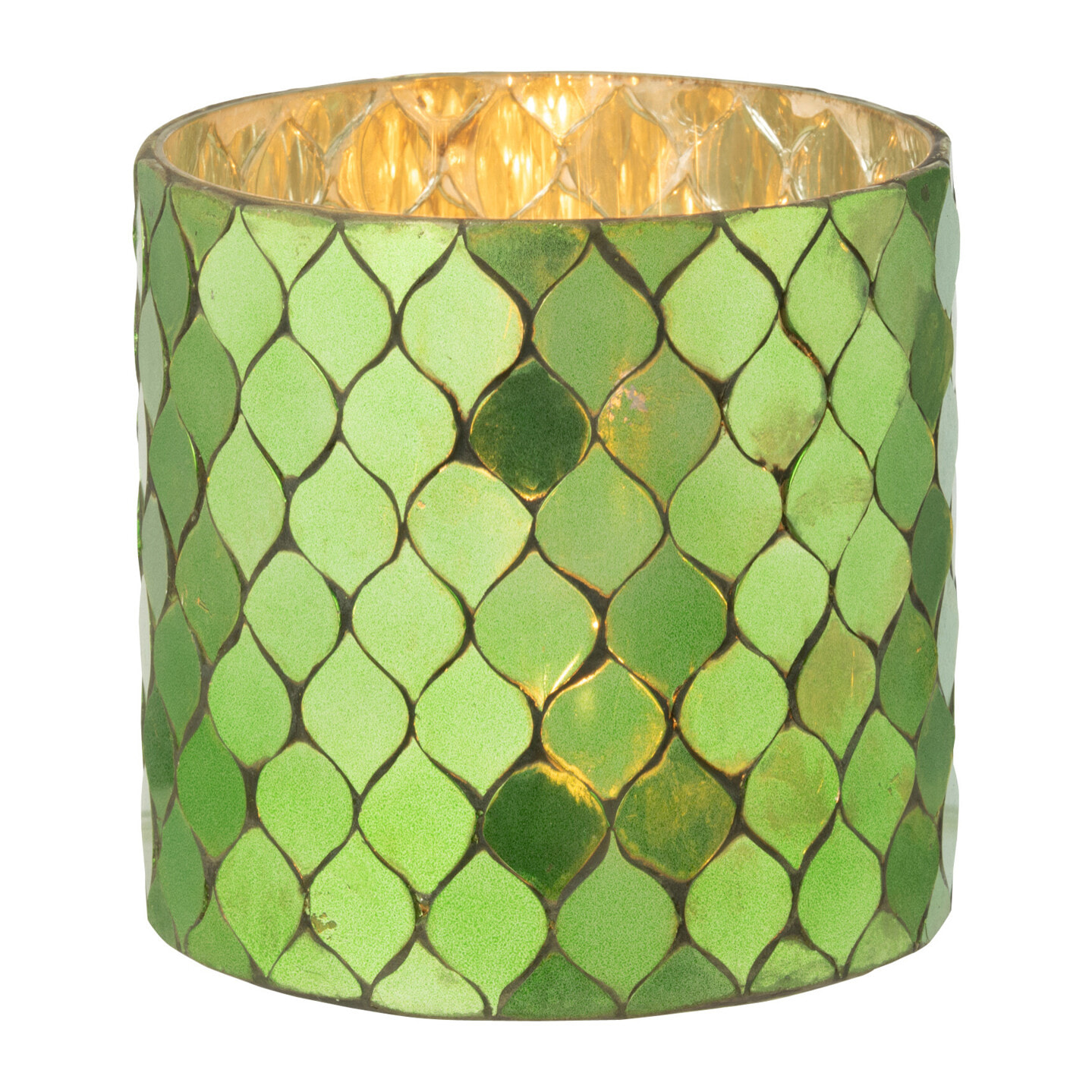 J-Line photophore Cylindre Mosaïque - verre - vert - large