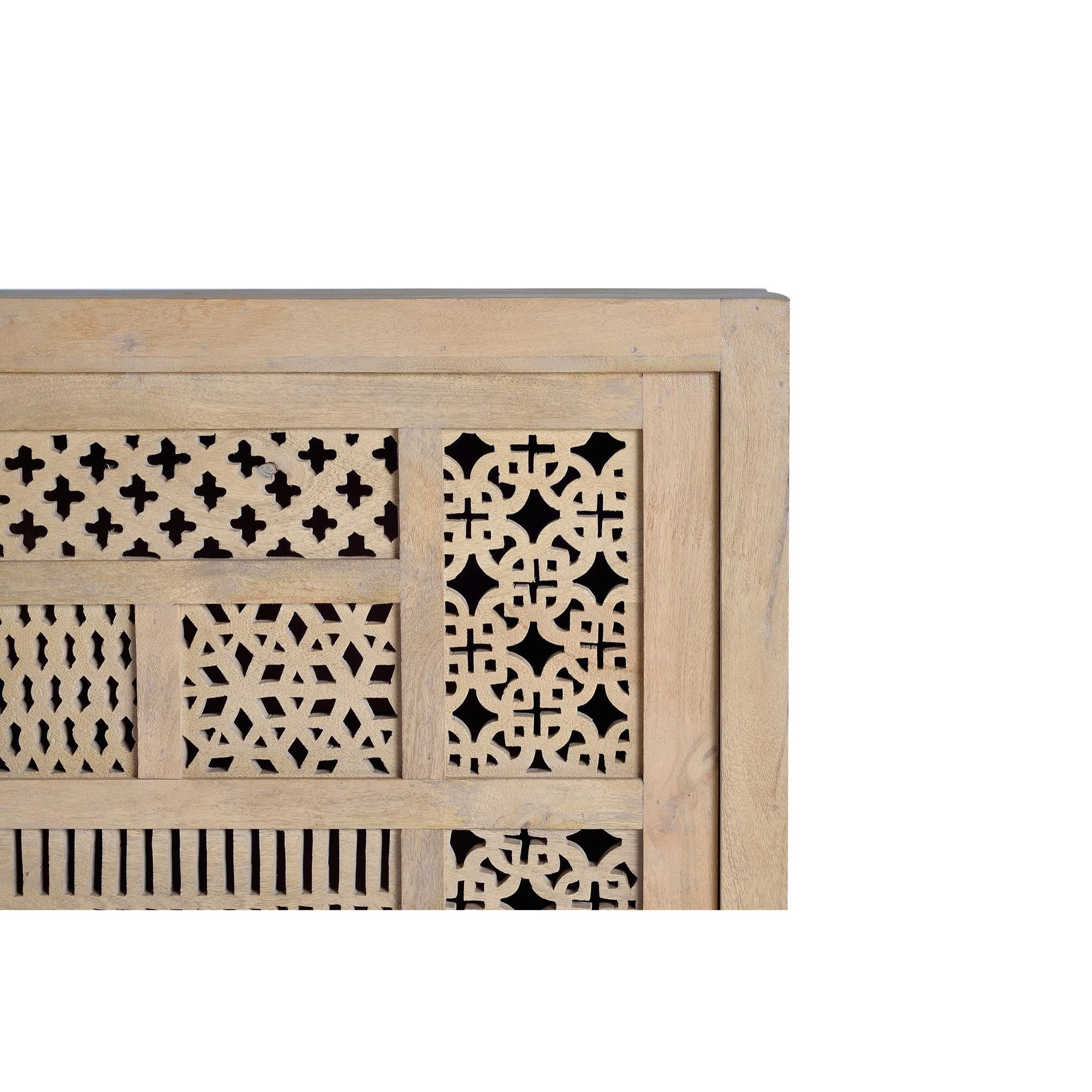 Aparador de Madera de Mango Estilo Boho Tallado