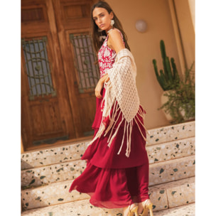 Vestido midi de tirantes con lino