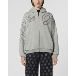 PHILIPP PLEIN Chenille Zip Hoodie Spray Strass